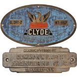 Australian Railways Worksplates, a pair:- General Motors 'Clyde' No GL-26C-2 serial 83 - 1157;