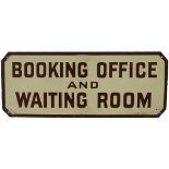 North Eastern Railway enamel Doorplate 'Booking Office And Waiting Room'. In extremely good