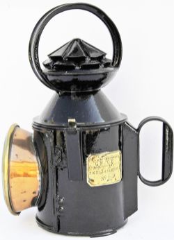 GNR & GE Joint Railway Handlamp, GNR pattern double pie-crust with brass plate Great Northern