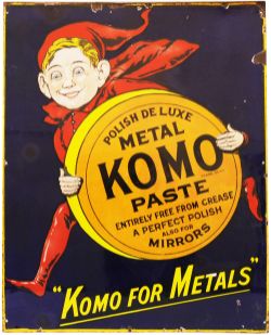 Advertising Enamel Pictorial KOMO METAL PASTE  in good condition with a few areas of expert