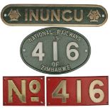Nameplate INUNGU plus the matching alloy Cabside Numberplate 416 and cast brass Bufferbeam Plates (