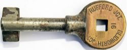 Single Line steel Key Tokens, a pair comprising:- RUFFORD JCT - BLIDWORTH JCT No 16; FIRBECK