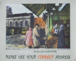 Poster GPO 'The Shambles Worcester - Please Use Your Correct Address' by Elizabeth Moore dated 1962,