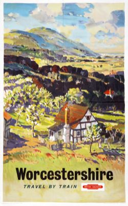 Poster British Railways 'Worcestershire' by Wilcox, 1950 double royal 25in x 40in. A very rural