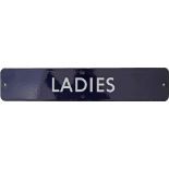 BR(E) enamel Doorplate LADIES, flangeless 18in x 3.5in and in excellent condition.