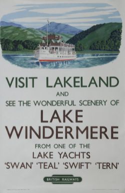 Poster British Railways 'Visit Lakeland and see the wonderful scenery of Lake Windermere from one of