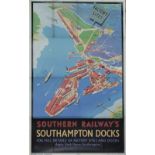 Poster Southern Railways 'Southampton Docks', by Dilly Double Royal 25in x 40in. Southern Railway