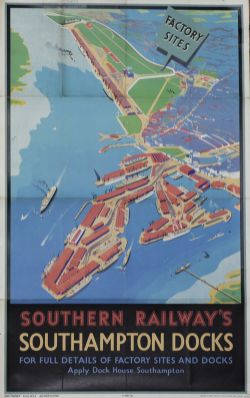 Poster Southern Railways 'Southampton Docks', by Dilly Double Royal 25in x 40in. Southern Railway