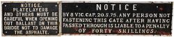 GWR pre-grouping cast iron, untitled Gate Notice. Measures 30.75in x 9.in and is face restored