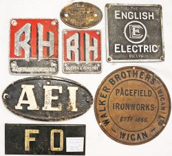 A miscellany of Builder Plates to include a small oval brass Boiler Plate W.G. Bagnall 'LMS'