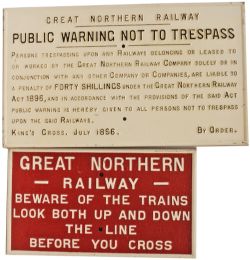 Great Northern Railway  cast iron Notice 'Beware of The Trains Look Both Up and Down The Line Before