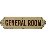 North Eastern Railway enamel Doorplate GENERAL ROOM manufactured by Chromo Wolverhampton. Good