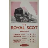 Poster BR(LM) The Royal Scot – A N Wolstenholme 1950 double royal 25in x 40in. Professionally