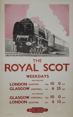 Poster BR(LM) The Royal Scot – A N Wolstenholme 1950 double royal 25in x 40in. Professionally