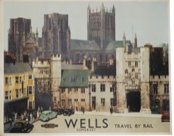 Poster British Railways 'Wells Somerset - Travel by Rail' by Fred Taylor, quad royal 40in x 50in.