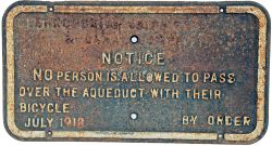 Shropshire Union Railways & Canal Co cast iron Notice (title removed) 'Notice No Person Is Allowed