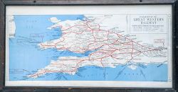 GWR Carriage Print 'Diagram Map Of The Great Western Railway Showing Routes, Principal Stations &