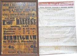 Poster LNWR Timetable dated 1894 showing Chester, Manchester, Shrewsbury, Birkenhead and