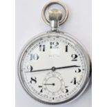 BR(W) Pocket Watch by Recta, Swiss Made'. Nickel case engraved on rear 'BR (W) 04571'. Good