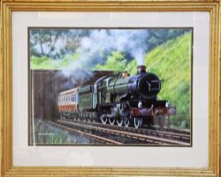 Original Watercolour Painting of GWR Castle Class 4079 Pendennis Castle by Ivan Berryman, framed and