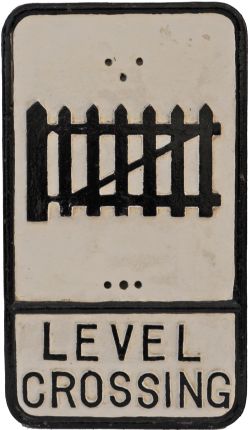 Road Sign 'LEVEL CROSSING', cast iron measuring 21 inches x 12 inches. Face restored