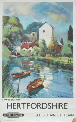 Poster BR(E) 'Sawbridgeworth, Hertfordshire' by Edward Wesson circa 1953, double royal 25 inch x