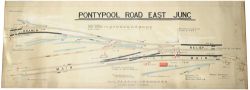 GWR signal box diagram 'Pontypool Road East Junction' dated 9/3/36, hand coloured from Coedygrigg to