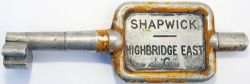 Single Line Alloy Key Token SHAPWICK - HIGHBRIDGE EAST C. Ex Somerset & Dorset section between