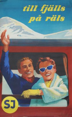 Poster - Swedish Railways double royal size 25 inch x 40 inch  'till fjalls pa rals' double royal