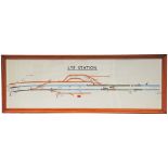 British Railways Signal Box Diagram LYE in modern frame, measuring 54 inches by 19 inches. The