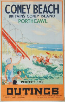 Poster 'Porthcawl Coney Beach' by Jack Burton  double royal 25 inch x 40 inch. Printed in Great