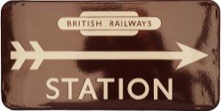 British Railways Western Region enamel Station Direction Sign with totem at top, right facing arrow,