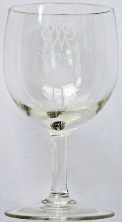 GWR Hotels Liqueur glass. Acid etched with GWR in script and Hotels. Measuring 3.5 inches tall, bowl