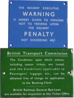 BR(Sc) enamel Railway Executive Warning Is Hereby Given etc. Trespass Sign, virtually mint. Together