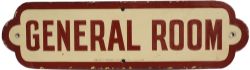 NER enamel Doorplate 'GENERAL ROOM' brown & cream by Patent Enamel Co Ltd Birmingham. In good