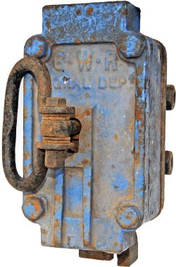 GWR ground frame lock with key engraved 'A.E.C. Sdg' believed to have come from the AEC Works at