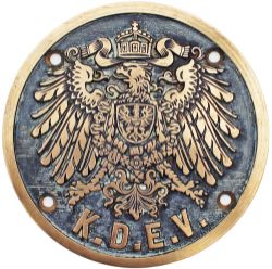 KDEV brass Locomotive Emblem featuring the Imperial Eagle of the German Empire 1889 - 1918.