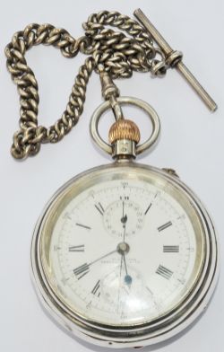 North Eastern Railway silver cased Chronograph Pocket Watch complete with hallmarked case and silver