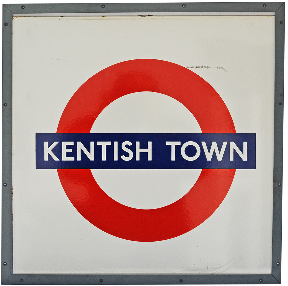 London Transport Enamel Underground Station Target Sign KENTISH TOWN, measuring 25.5 inches
