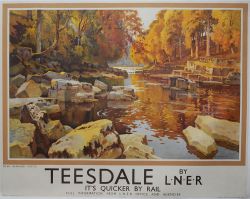 Poster - 'LNER Teesdale' by Ernest William Haslehust, quad royal size 40 inch x 50 inch. Featuring