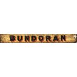 Irish Railway wooden Carriage Board, one side shows BUNDORAN the other side ENNISKILLEN. Measures