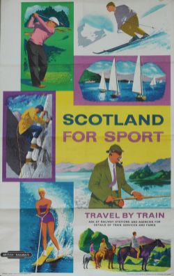 Poster BR(Scottish Region) 'Scotland For Sport Travel by Train' by Lander  double royal 25 inch x 40