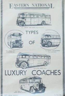 Poster 'Eastern National Types of Coaches' double crown size 20 inches x 30 inches showing 5 types