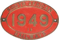 South African Railways brass Cabside Numberplate 1949 class 12. Ex SAR Class 12B 4-8-2 locomotive