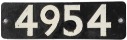 Smokebox Numberplate 4954, ex GWR Hall Class PLAISH HALL to match the Cabside Numberplate in the