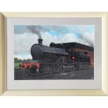 Original watercolour & gouache Painting by Vic Welch of L&NWR Precursor Class No 366 MEDUSA.