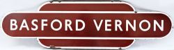Totem BR(M) 'BASFORD VERNON' H/F. Ex MR station between Nottingham and Mansfield. In good