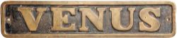 Industrial Locomotive Nameplate VENUS. 25.5 inches x 5 inches Standard Gauge 0-4-0ST built by