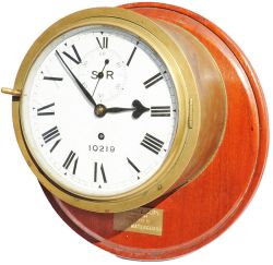 Southern Railway brass cased fusee ships clock. The original 8 inch dial has had some light