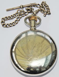 Cheshire Lines Committee Pocket Watch complete with hallmarked silver albert. 15 jewel movement by